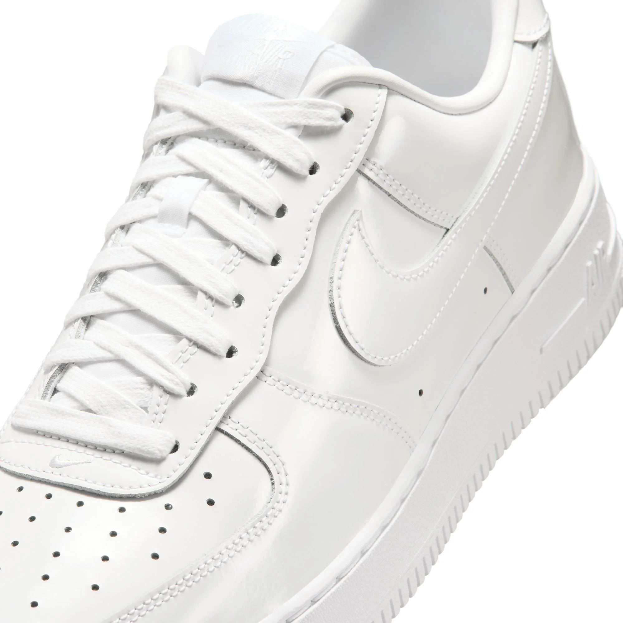 Nike Air Force 1 '07 Premium "Patent Leather" Color: WHITE/WHITE Style: IV2857-100 - Image 6