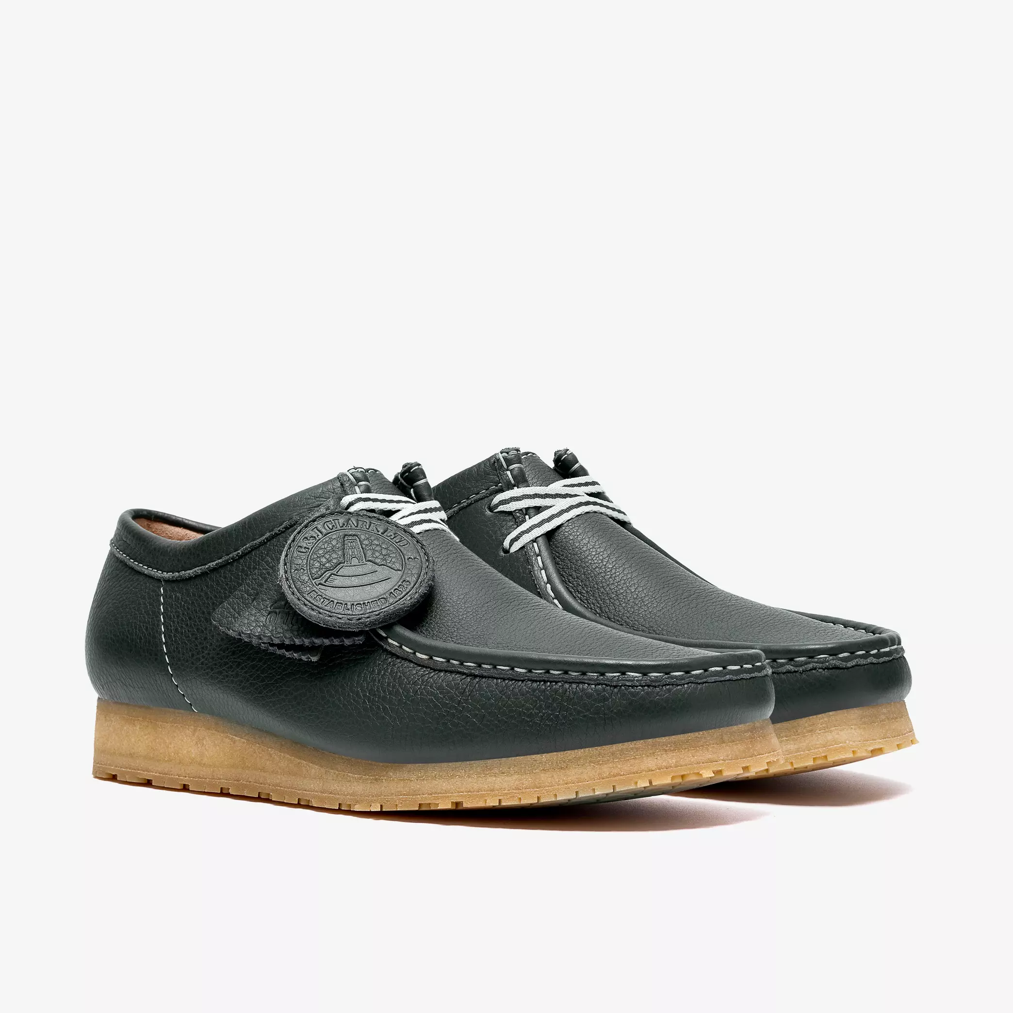 Clarks Wallabee RB Mens Shoes Color: Dark Green Leather Style: 26185656 - Image 3